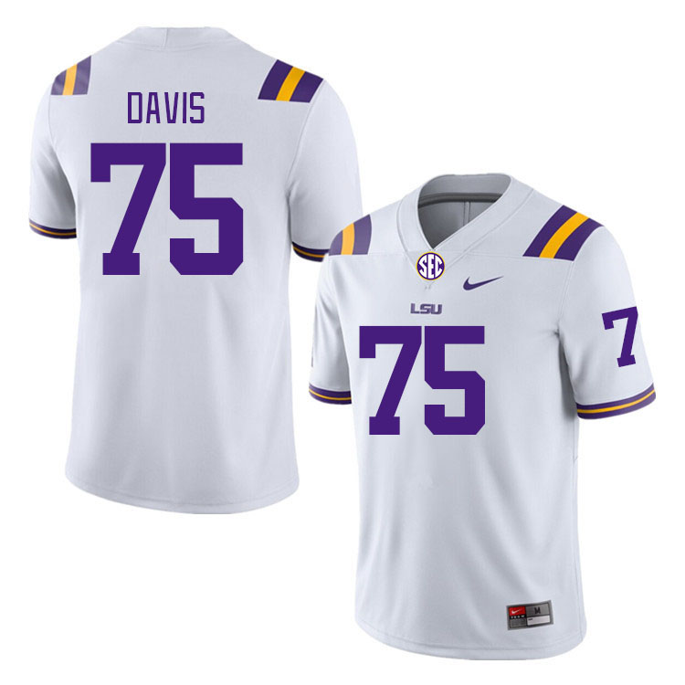 Men #75 Weston Davis LSU Tigers College Football Jerseys Stitched-White